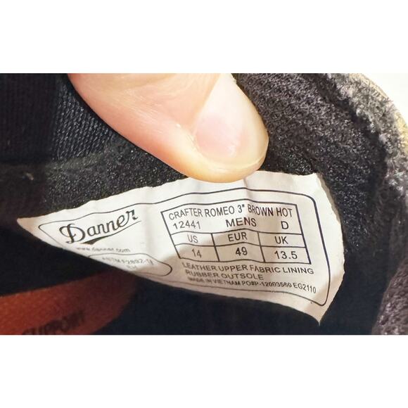 Danner Men's Crafter Romeo 3" Brown Hot Weather Leather Work Boots Sz 14 - Picture 10 of 10